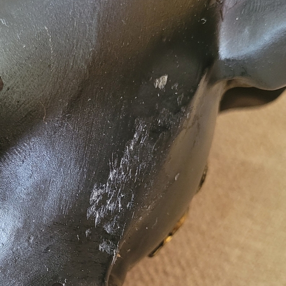 Black Resin Ornate Rhinestone Encrusted Elephant India Trunk Up - Picture 5 of 6